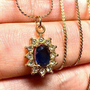 18K Gold Plated Zircon Pendant Necklace 18" Women’s Stainless Steel Jewelry